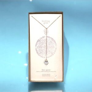 🆕💞DOGEARED Lasting Healing Gems ‘Y’ Necklace • BLUE QUARTZ • 32" Gold-Plated SS